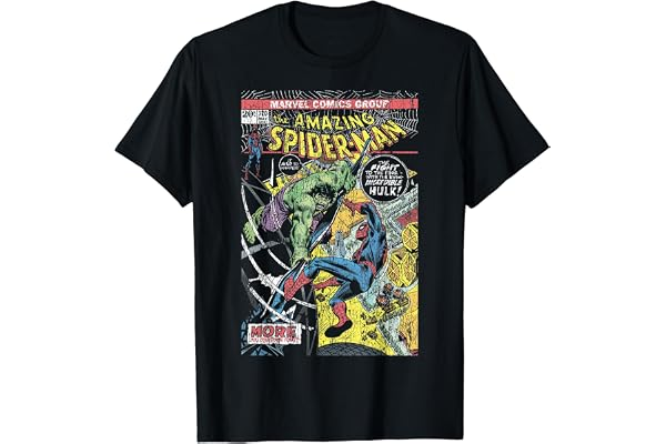 Marvel Comics Spider-Man and Hulk Retro Comic Book Cover T-Shirt