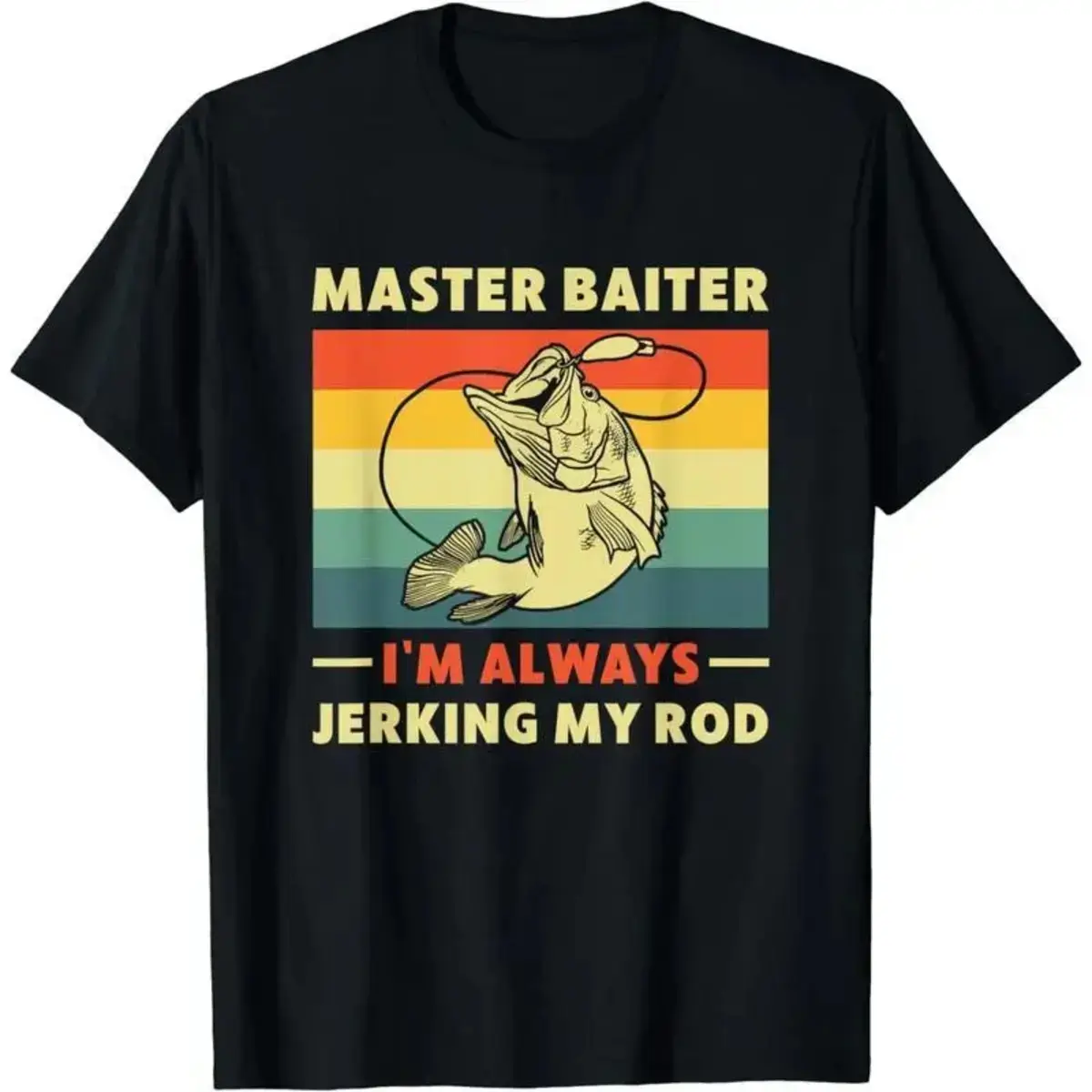Men's Funny Fishing T-Shirt with “Master Baiter” Graphic Slogan, 100% Breathable Cotton
